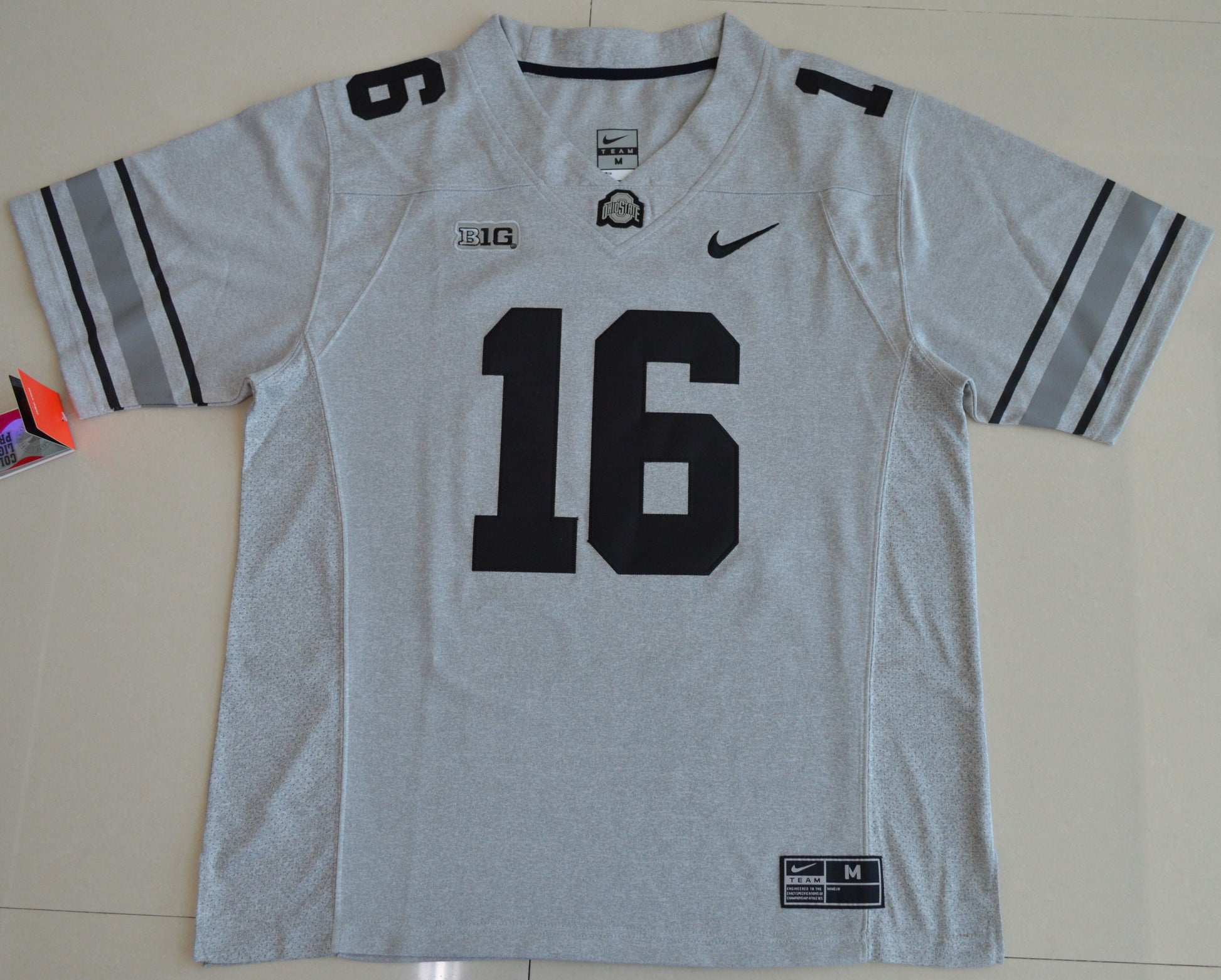 J.T. Barrett 16 Carbon Gray V2 1 College Football Jersey football jersey product view 1