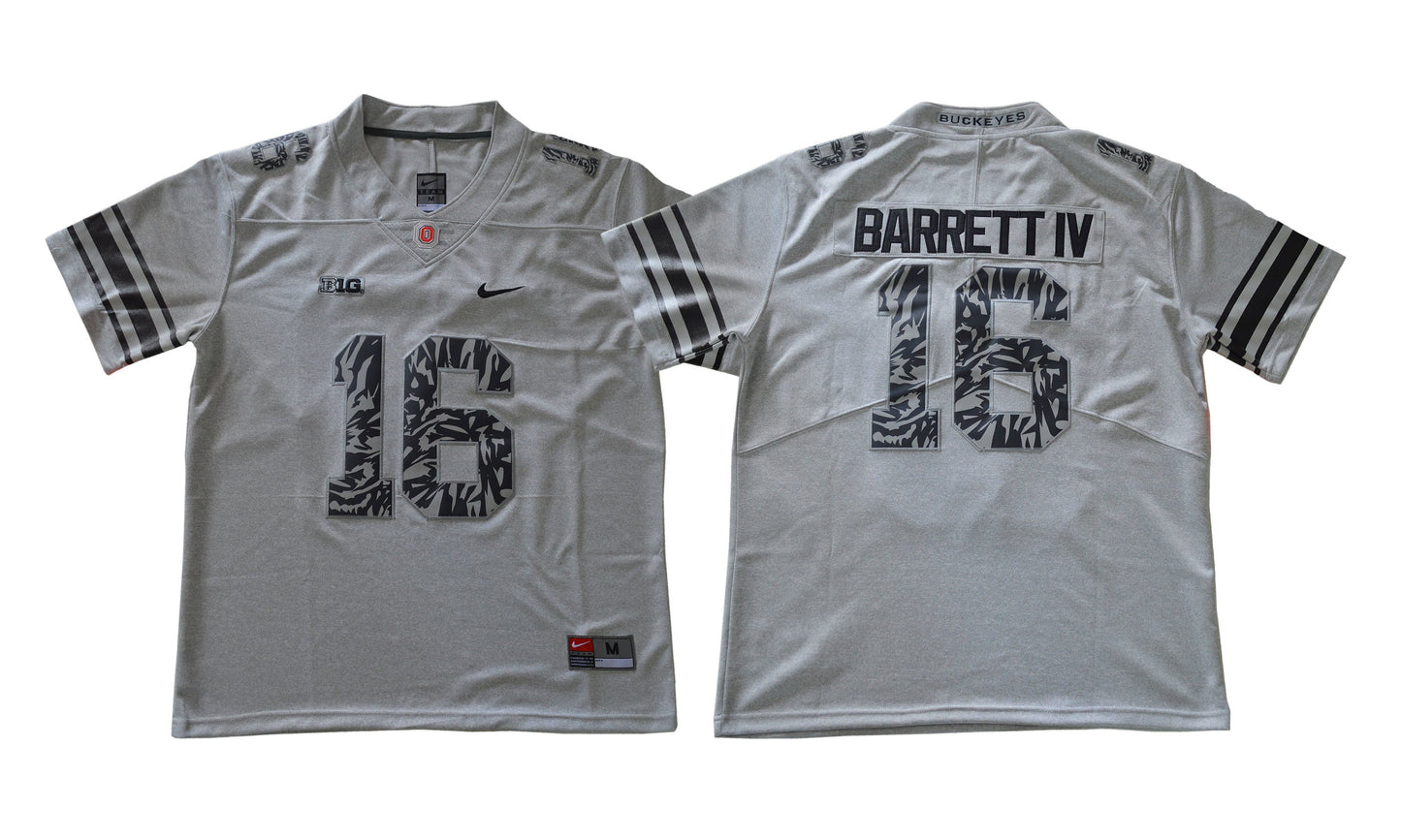 J.T Barrett IV #16 17 Light Carbon Gray College Football Jersey football jersey product view 1