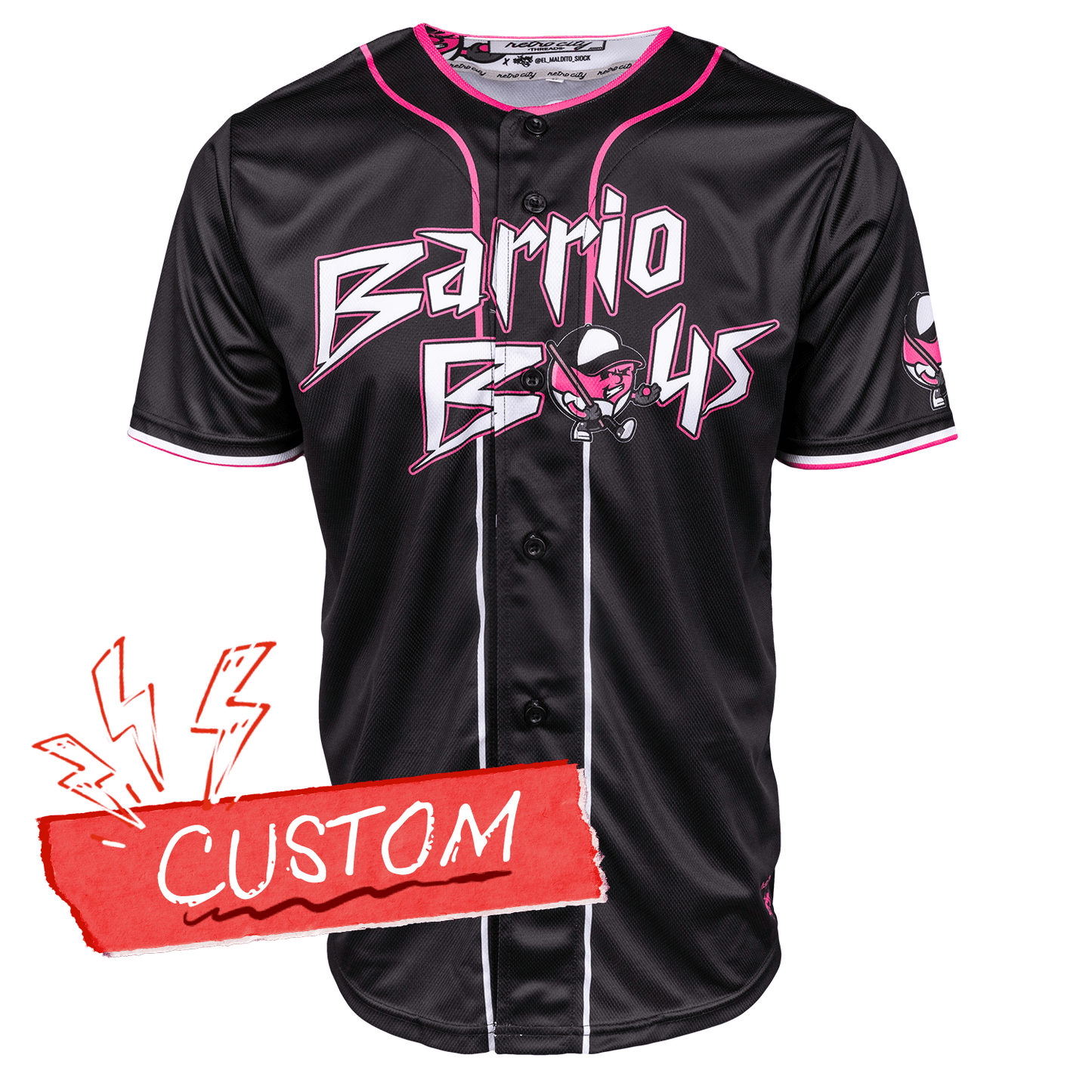 Barrio Boys Seamhead Baseball League Jersey (Away) *CUSTOM* baseball jersey product view 1