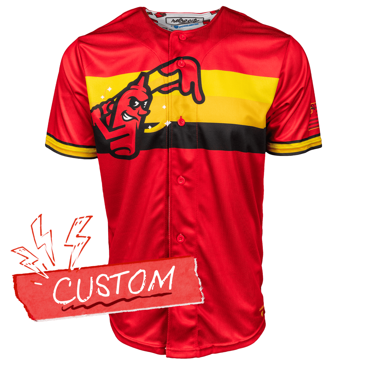 Fry Swatters Seamhead Baseball League Jersey (Away) *CUSTOM* baseball jersey product view 1