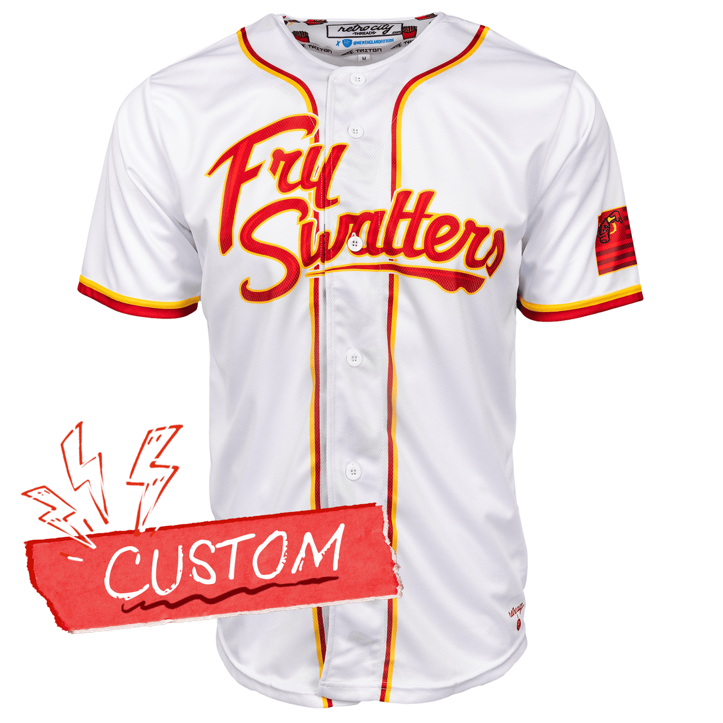 Fry Swatters Seamhead Baseball League Jersey (Home) *CUSTOM* baseball jersey product view 1