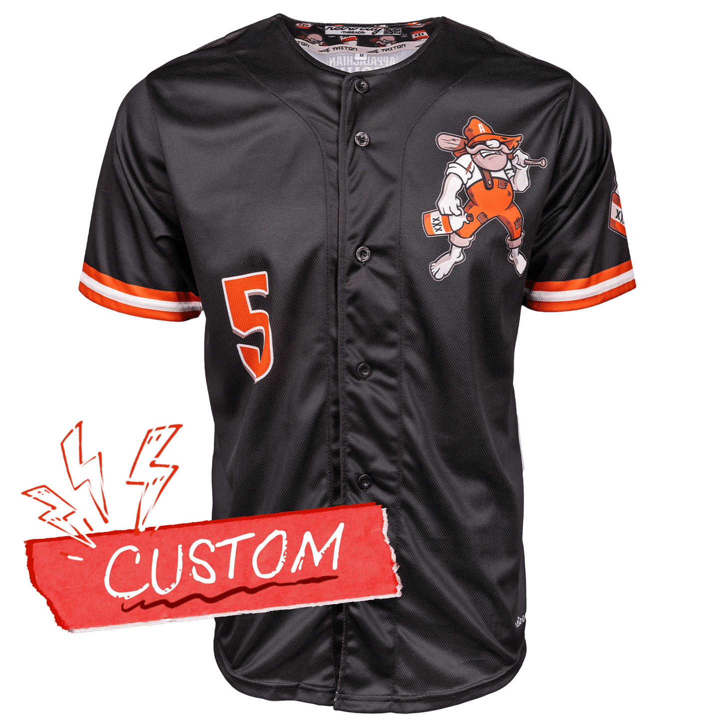 Appalachian Moonshiners Seamhead Baseball League Jersey (Away) *CUSTOM* baseball jersey product view 1