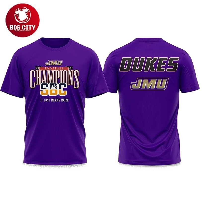 JMU Football SBC Champions 2025 Two Sided Shirt Unisex T-shirt, Sweatshirt, Hoodie, Long Sleeve Tee - T-Shirt, Sweatshirt, Hoodie