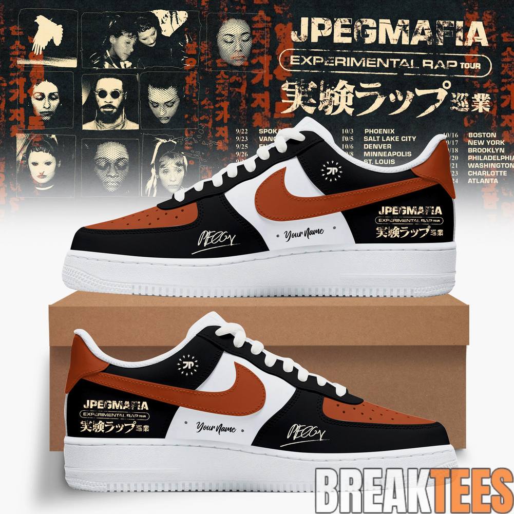 JPEGMAFIA Experimental Rap Tour 2026 Custom Air Force 1 Shoes Unisex T-shirt, Sweatshirt, Hoodie, Long Sleeve Tee - T-Shirt, Sweatshirt, Hoodie