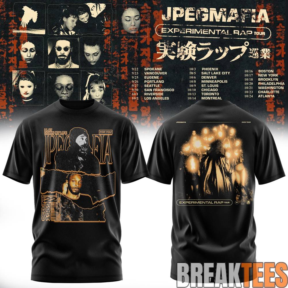JPEGMAFIA Experimental Rap Tour 2026 Shirt Unisex T-shirt, Sweatshirt, Hoodie, Long Sleeve Tee - T-Shirt, Sweatshirt, Hoodie