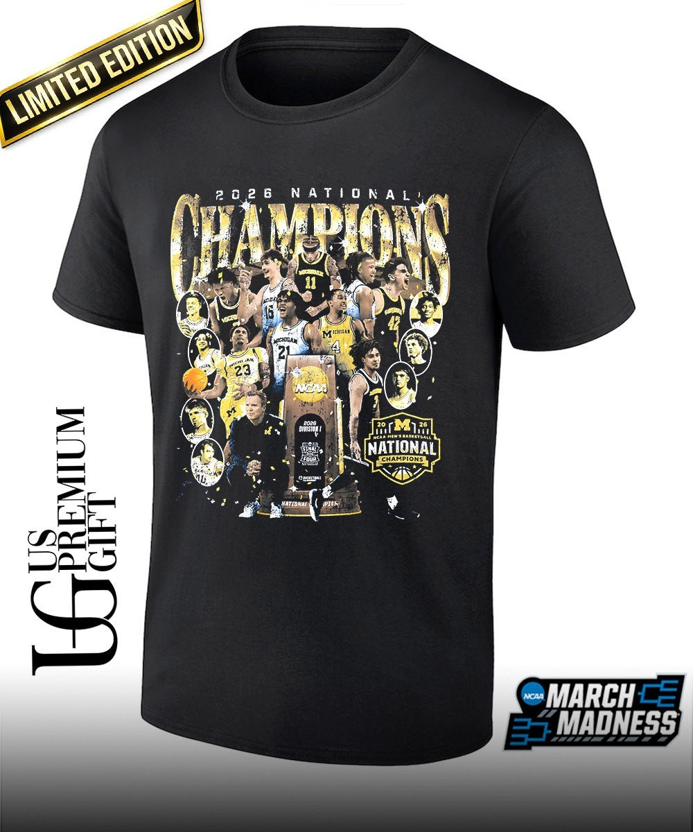 Michigan Wolverines 2026 Mens Basketball National Champions trophy shirt Unisex T-shirt, Sweatshirt, Hoodie, Long Sleeve Tee - T-Shirt, Sweatshirt, Hoodie