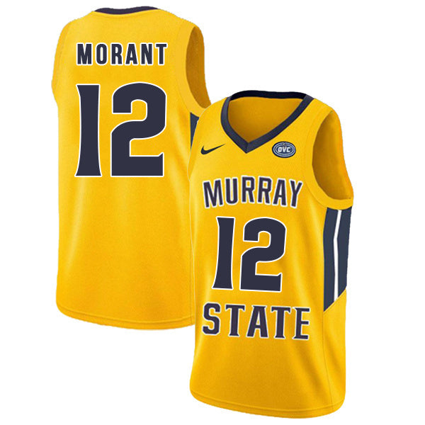 Ja Morant 12 Yellow College Football Jersey football jersey product view 1