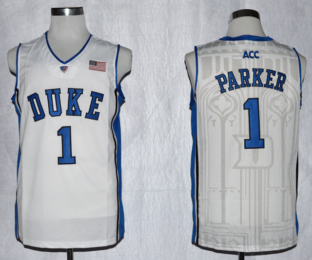 Jabari Parker #1 White College Football Jersey football jersey product view 1