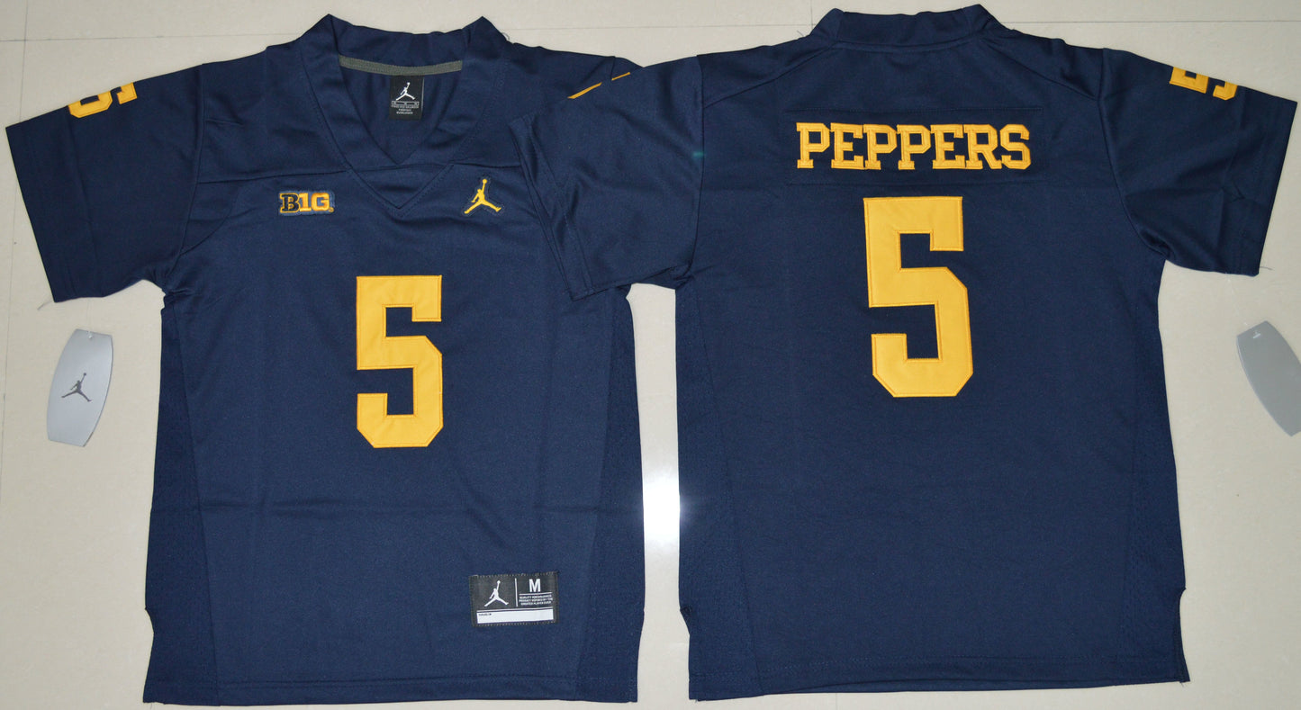 Jabrill Peppers 5 Youth Blue College Football Jersey football jersey product view 1