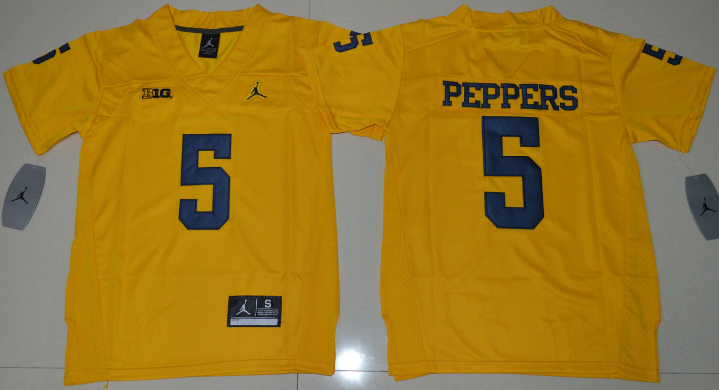Jabrill Peppers 5 Youth Yellow College Football Jersey football jersey product view 1