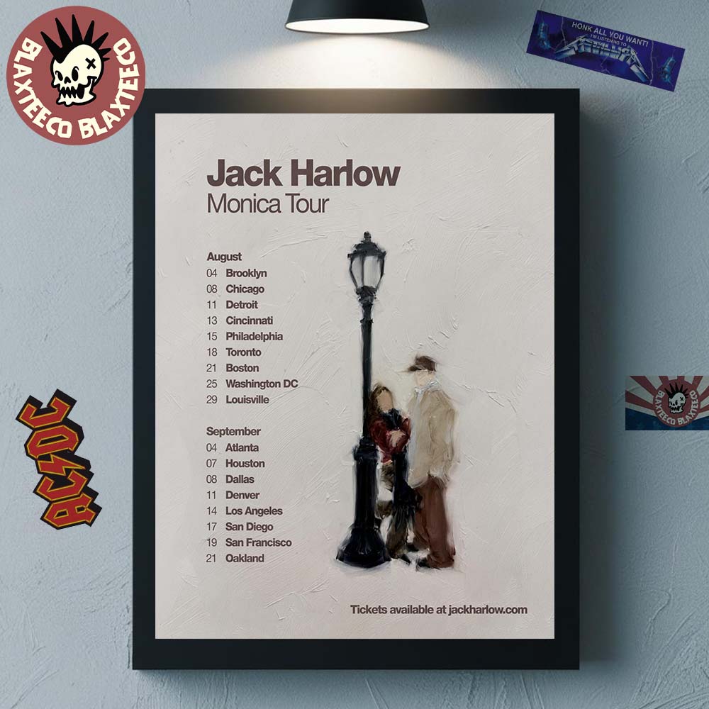 Jack Harlow Monica Tour 2026 North America Schedule Dates Home Decor Poster Canvas Unisex T-shirt, Sweatshirt, Hoodie, Long Sleeve Tee - T-Shirt, Sweatshirt, Hoodie