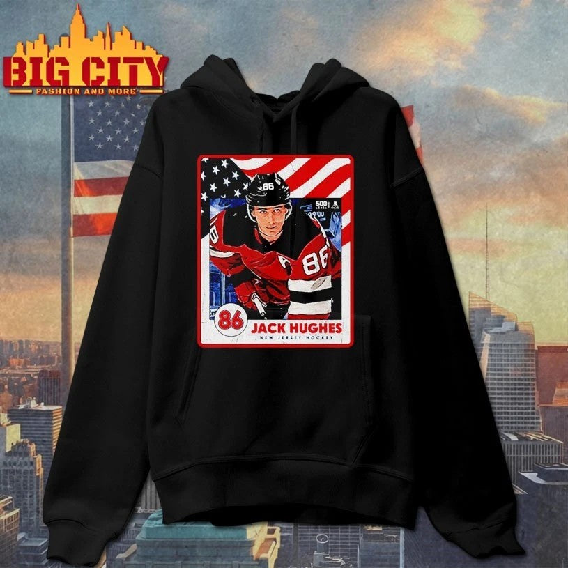 Jack Hughes New Jersey USA Card t-shirt sports jersey product view 2