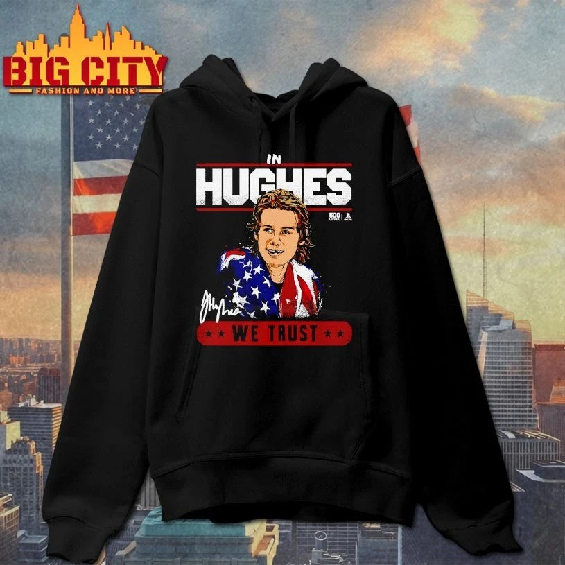 Jack Hughes New Jersey USA Trust Signature T-shirt sports jersey product view 2
