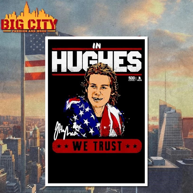 Jack Hughes New Jersey USA Trust Signature T-shirt sports jersey product view 4