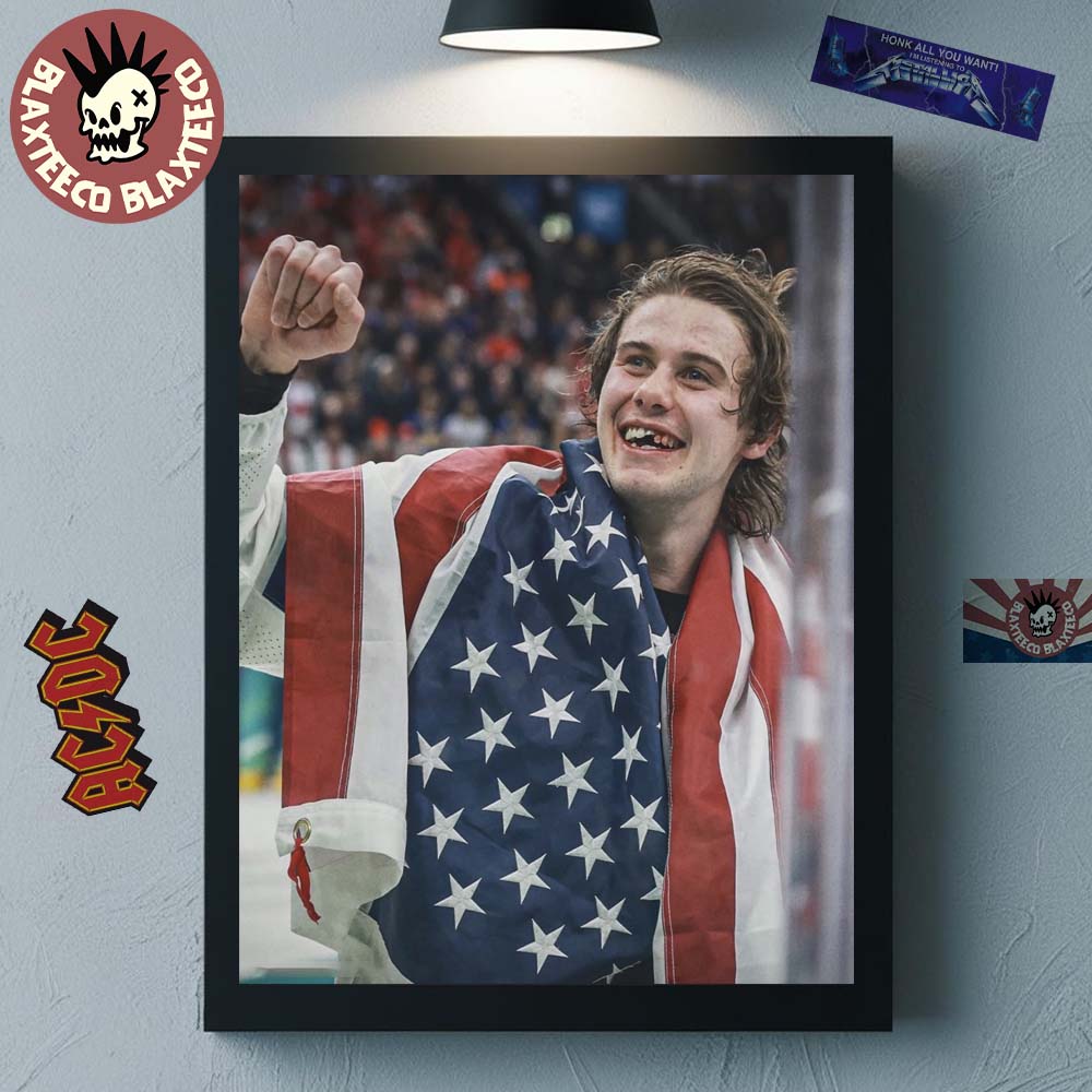 Jack Hughes Toothless Smile Photo Olympic Milano Cortina 2026 Gold Metal Mens Hockey Champion Poster Canvas - T-Shirt, Sweatshirt, Hoodie
