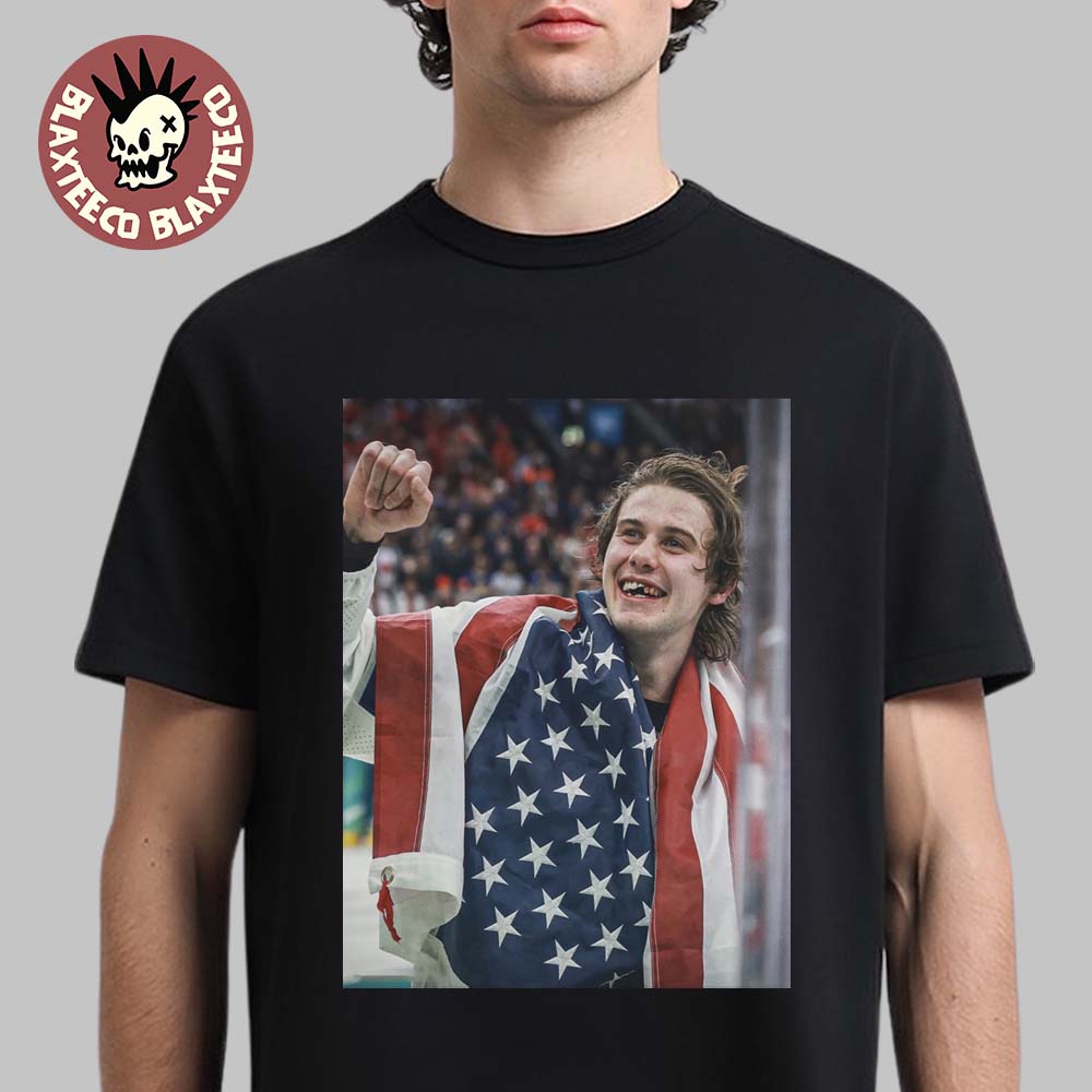 Jack Hughes Toothless Smile Photo Olympic Milano Cortina 2026 Gold Metal Mens Hockey Champion T-Shirt - T-Shirt, Sweatshirt, Hoodie