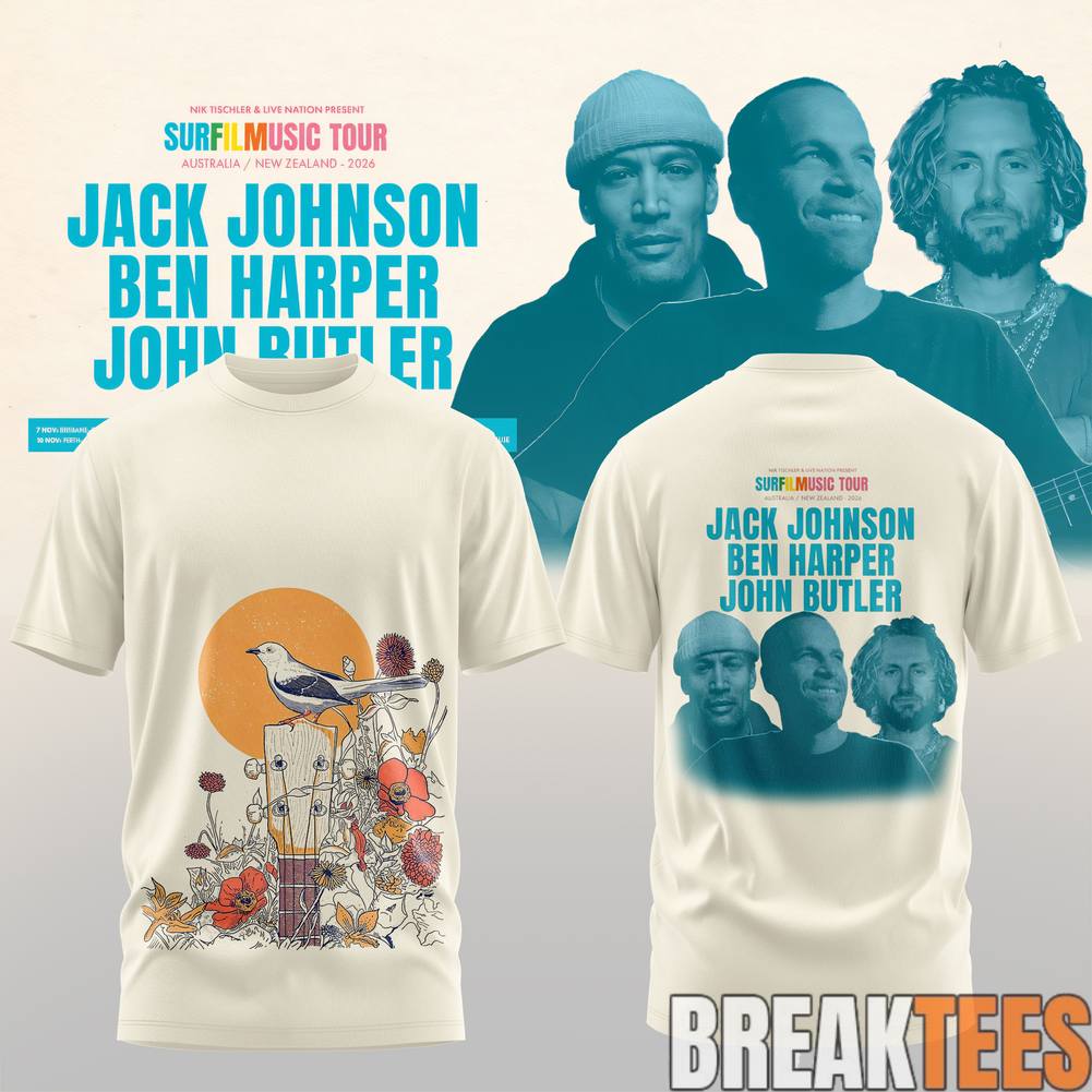 Jack Johnson SURFILMUSIC Tour 2026 Shirt Unisex T-shirt, Sweatshirt, Hoodie, Long Sleeve Tee - T-Shirt, Sweatshirt, Hoodie