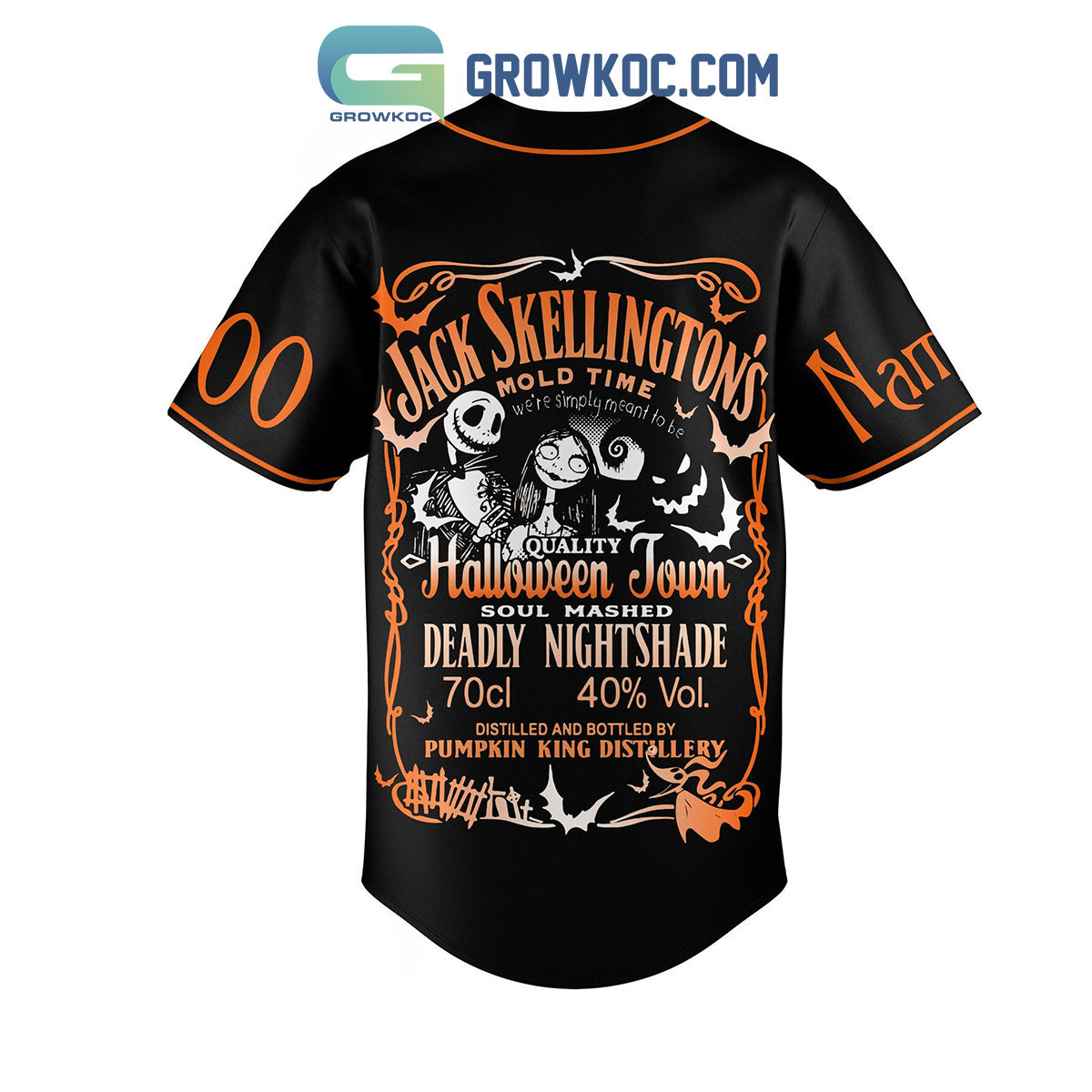 Jack Skellington Halloween Town Friends Pumpkin King Distillery Personalized Baseball Jersey baseball jersey product view 2