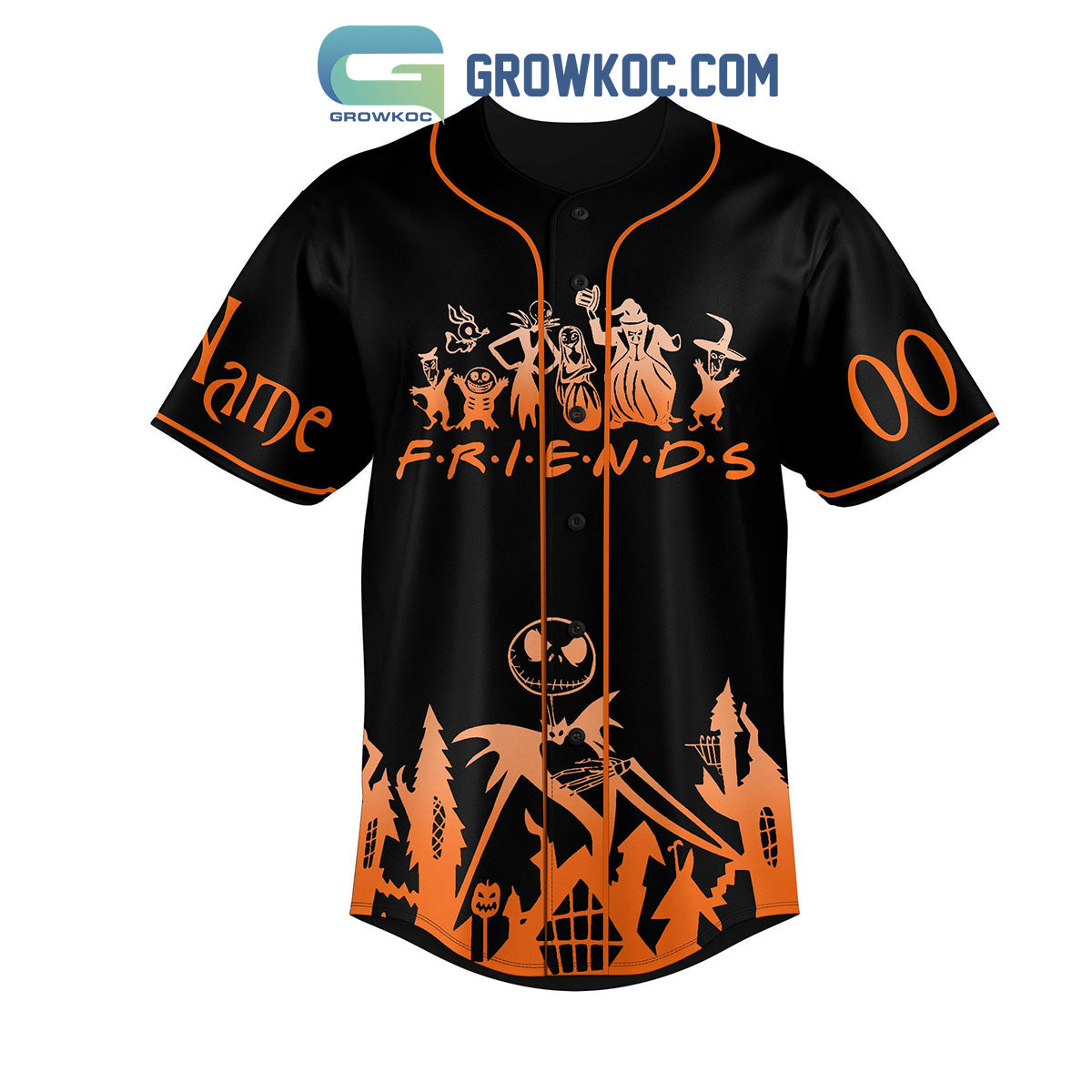 Jack Skellington Halloween Town Friends Pumpkin King Distillery Personalized Baseball Jersey baseball jersey product view 3