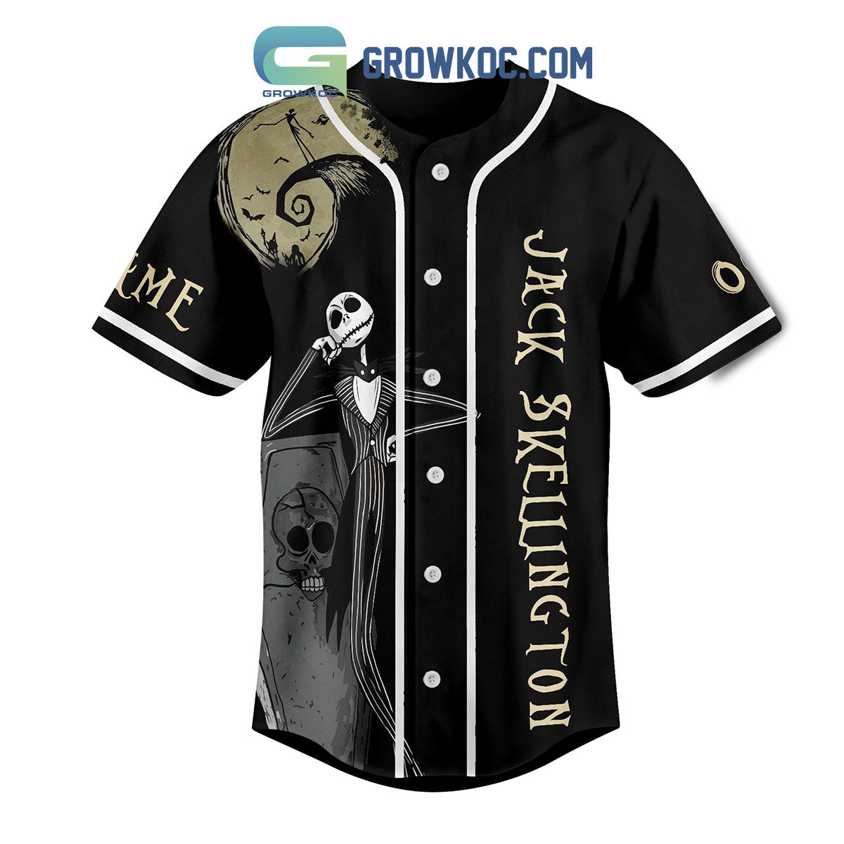 Jack Skellington Nice Work Bone Daddy Personalized Baseball Jersey baseball jersey product view 2