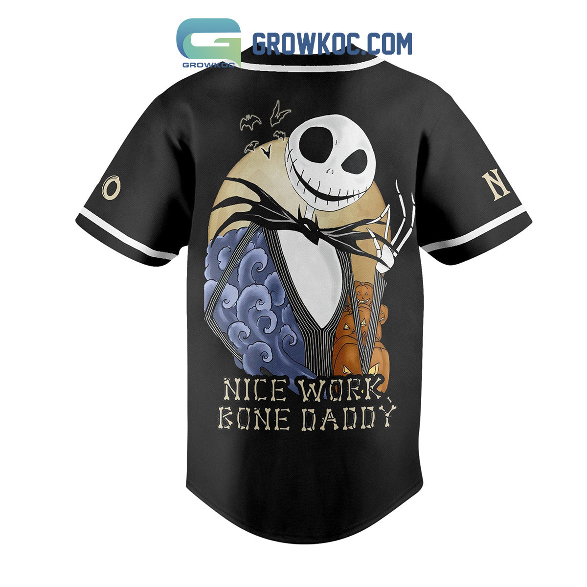 Jack Skellington Nice Work Bone Daddy Personalized Baseball Jersey baseball jersey product view 3