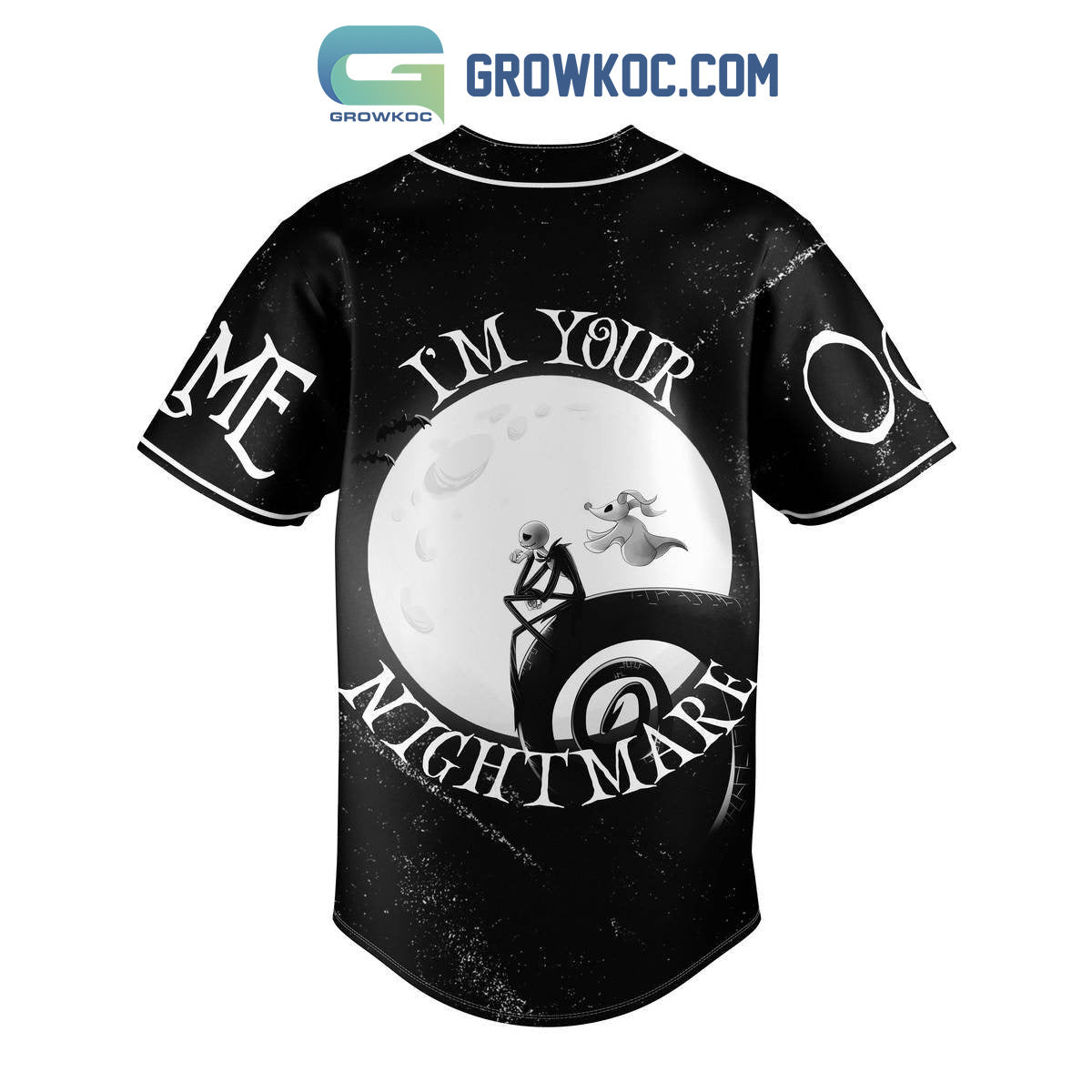 Jack Skellington’s I’m Your Nightmare Halloween Town Personalized Baseball Jersey baseball jersey product view 2