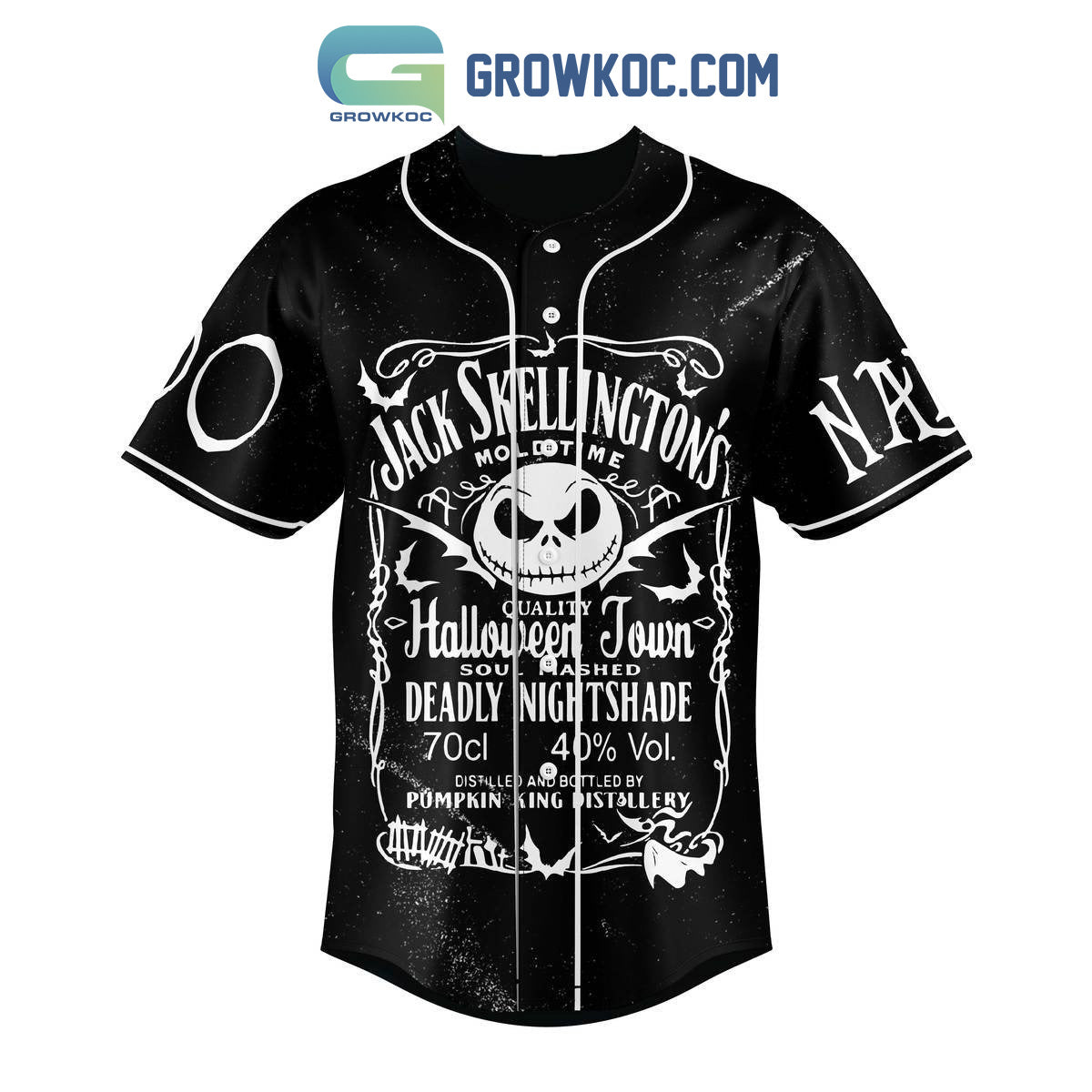 Jack Skellington’s I’m Your Nightmare Halloween Town Personalized Baseball Jersey baseball jersey product view 3