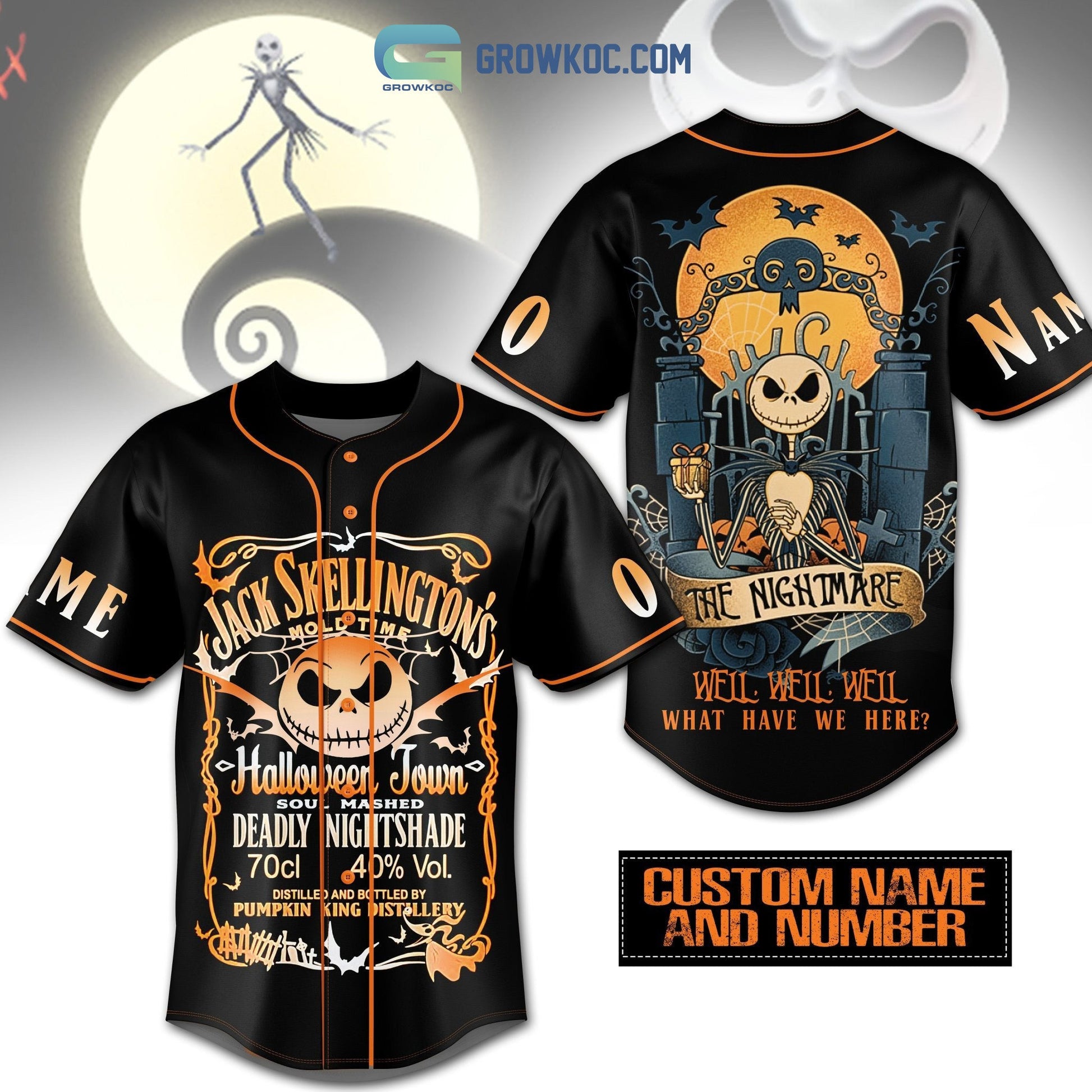 Jack Skellington’s The Nightmare Halloween Town Personalized Baseball Jersey baseball jersey product view 1