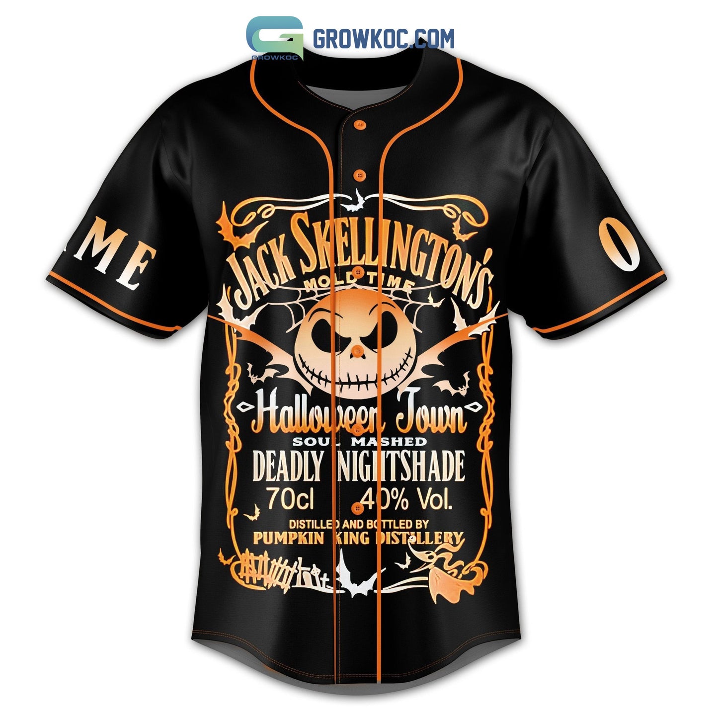 Jack Skellington’s The Nightmare Halloween Town Personalized Baseball Jersey baseball jersey product view 2