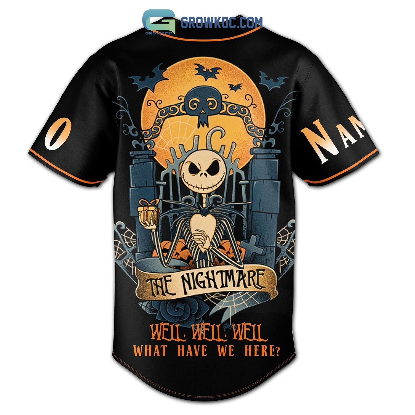 Jack Skellington’s The Nightmare Halloween Town Personalized Baseball Jersey baseball jersey product view 3