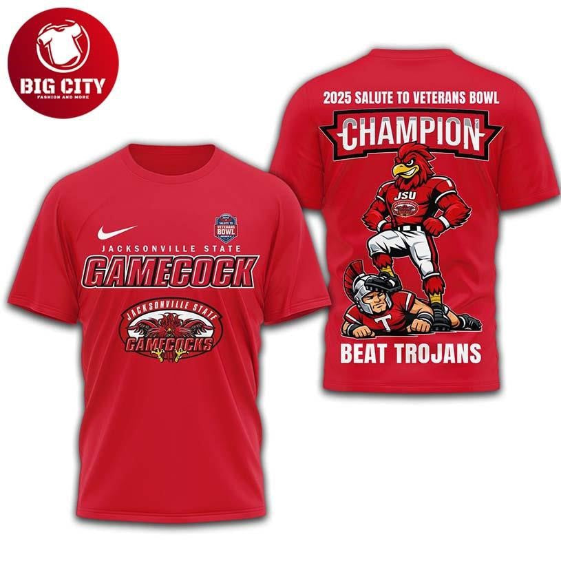 Jacksonville State Gamecocks NCAA 2025 Salute To Veterans Bowls Champs Two Sided Shirt Unisex T-shirt, Sweatshirt, Hoodie, Long Sleeve Tee - T-Shirt, Sweatshirt, Hoodie
