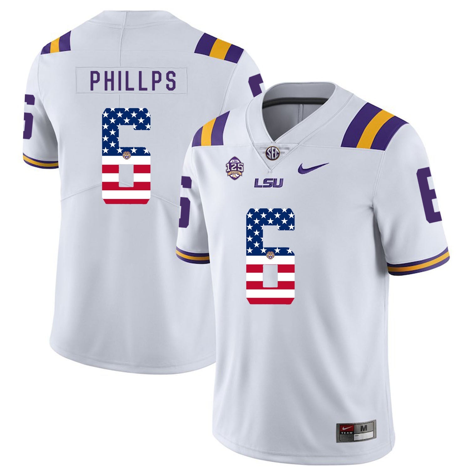 Jacob Phillps 6 White College Football Jersey football jersey product view 1