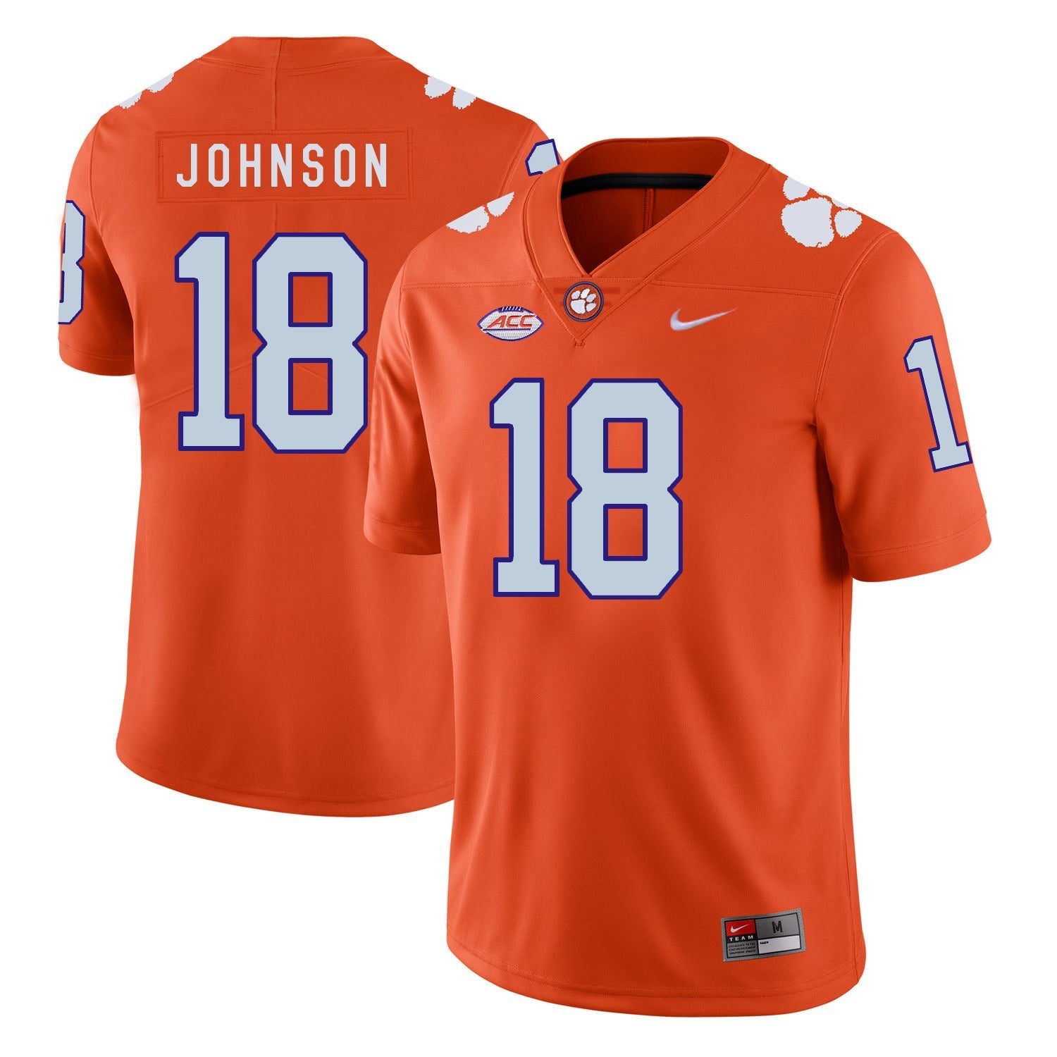 Jadar Johnson 18 Orange Style 1 College Football Jersey football jersey product view 1