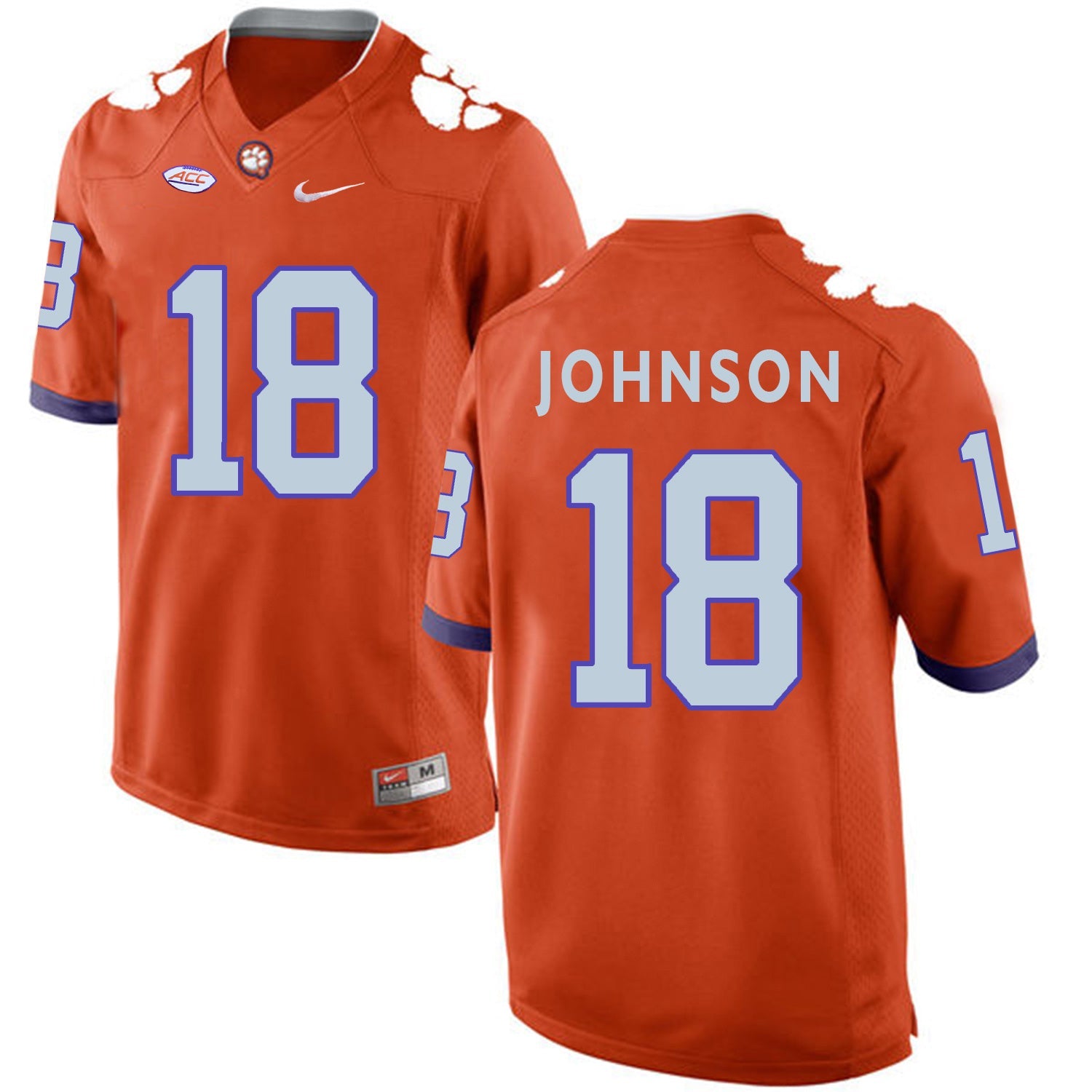 Jadar Johnson 18 Orange Style 2 College Football Jersey football jersey product view 1