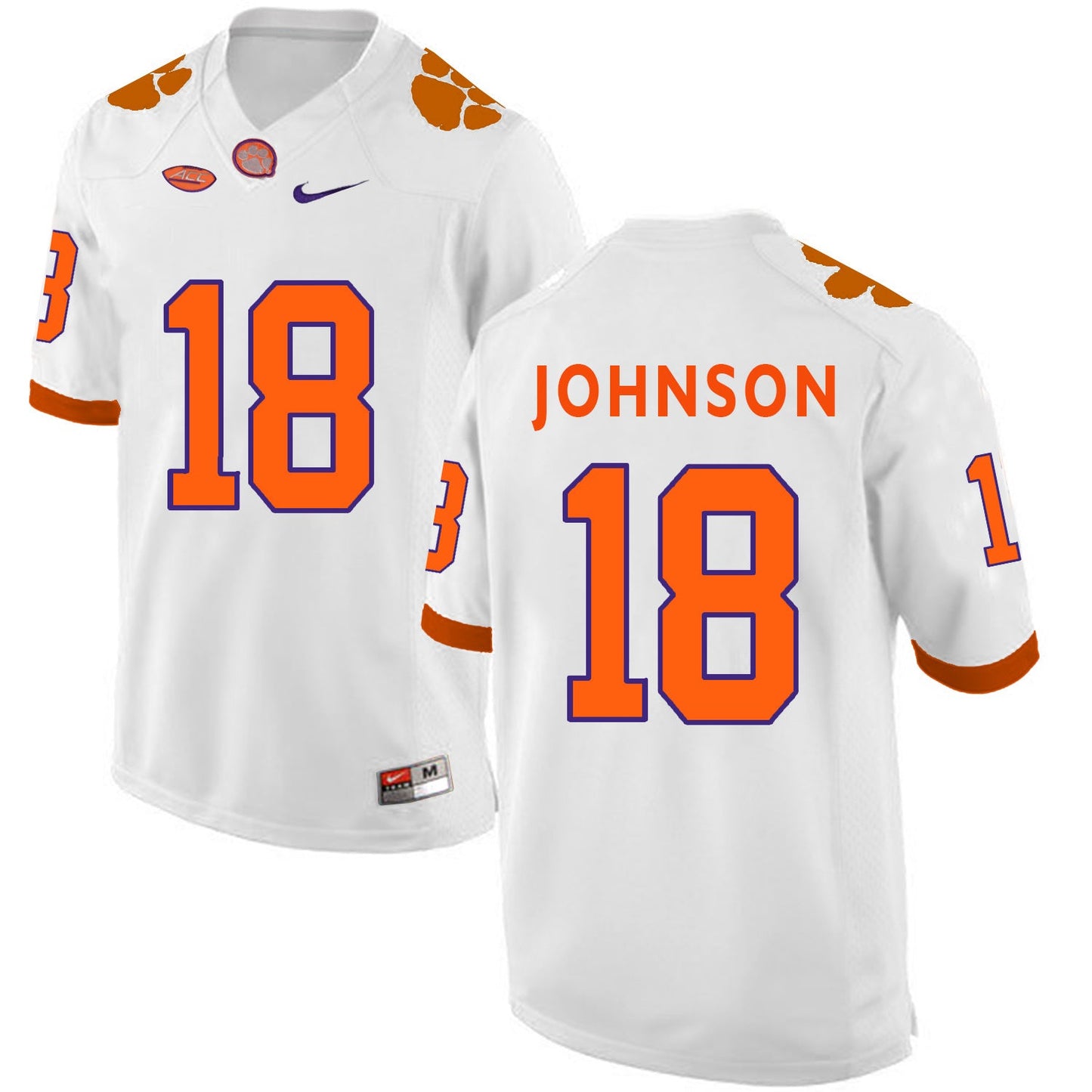 Jadar Johnson 18 White Style 2 College Football Jersey football jersey product view 1
