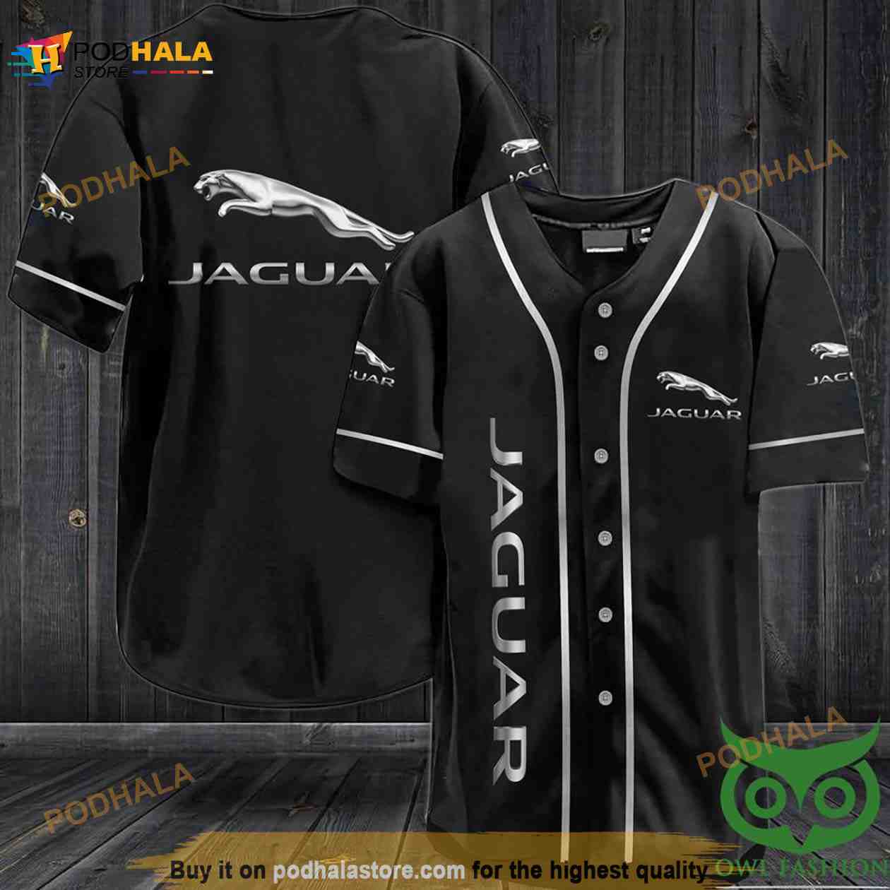 Jaguar Black And Gray 3D Baseball Jersey Shirt baseball jersey product view 1