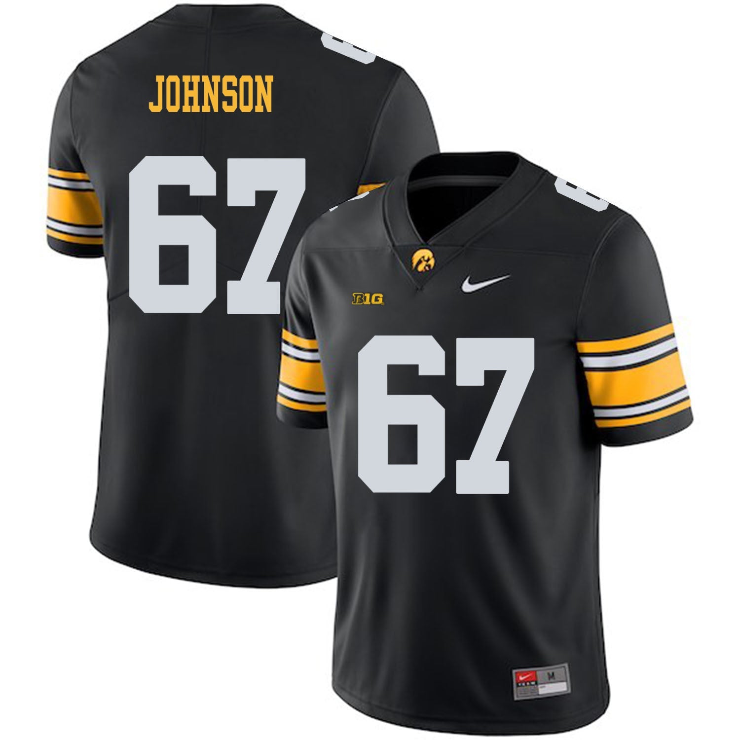 Jaleel Johnson 67 Black Style 1 College Football Jersey football jersey product view 1