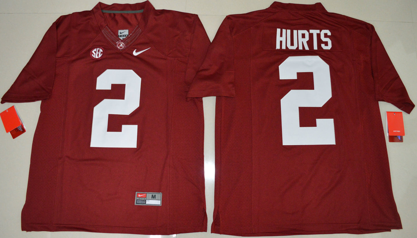 Jalen Hurts 2 Burgundy College Football Jersey football jersey product view 1