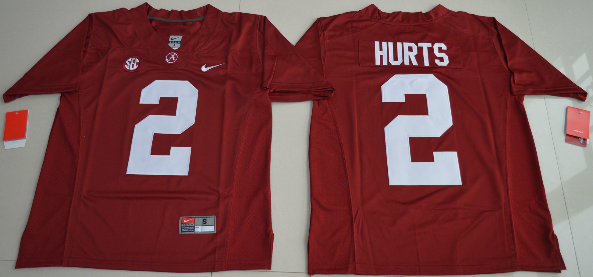 Jalen Hurts 2 Burgundy 2016 College Football Jersey football jersey product view 1