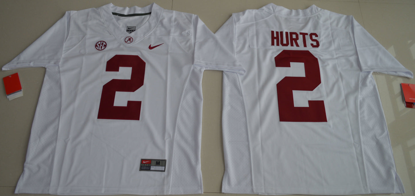 Jalen Hurts 2 White 2016 College Football Jersey football jersey product view 1