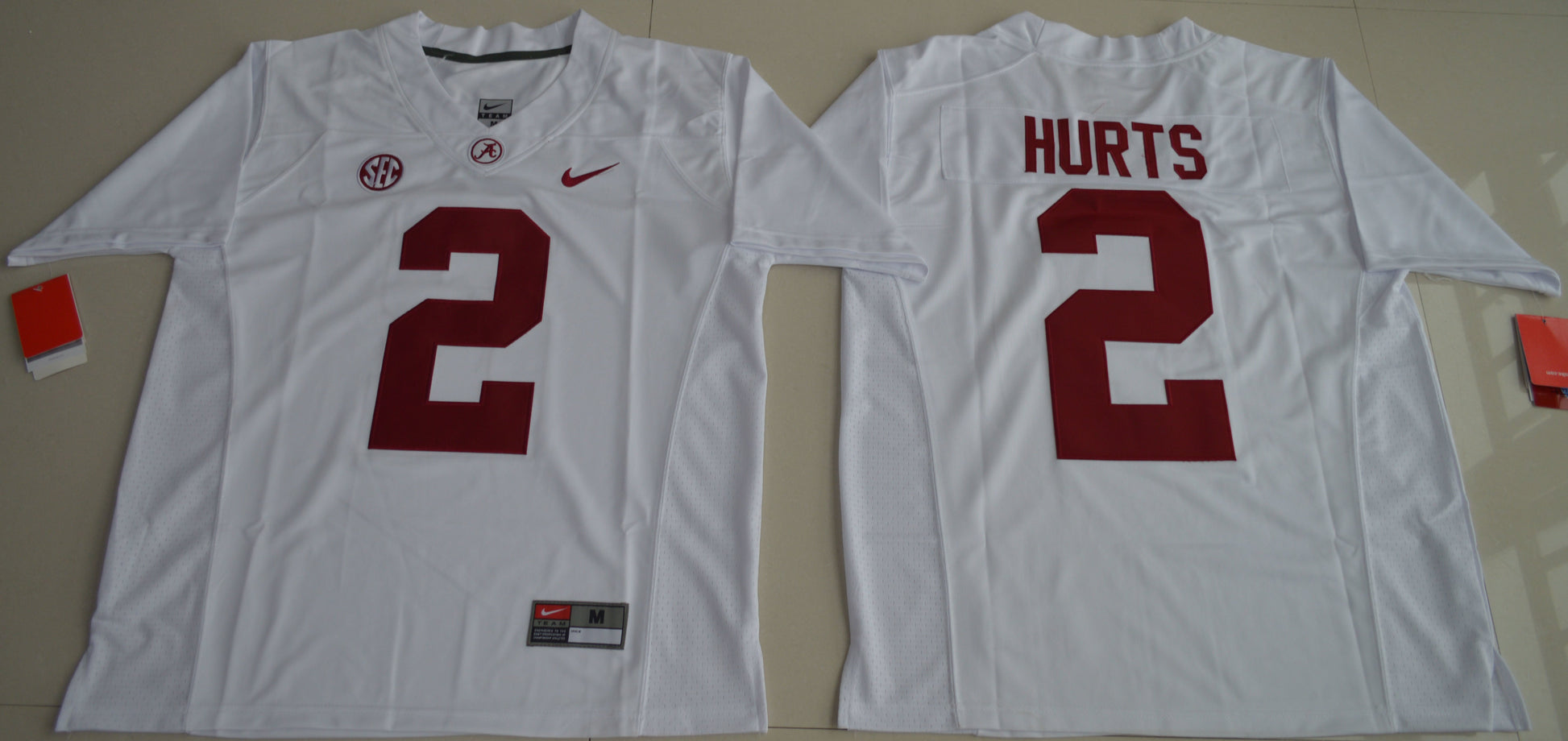 Jalen Hurts 2 White 2016 College Football Jersey football jersey product view 1