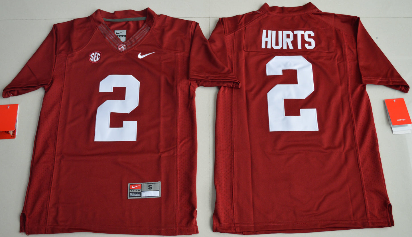 Jalen Hurts 2 Youth Burgundy College Football Jersey football jersey product view 1