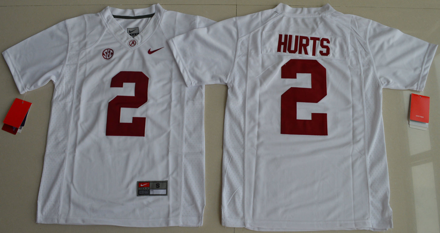 Jalen Hurts 2 Youth White College Football Jersey football jersey product view 1