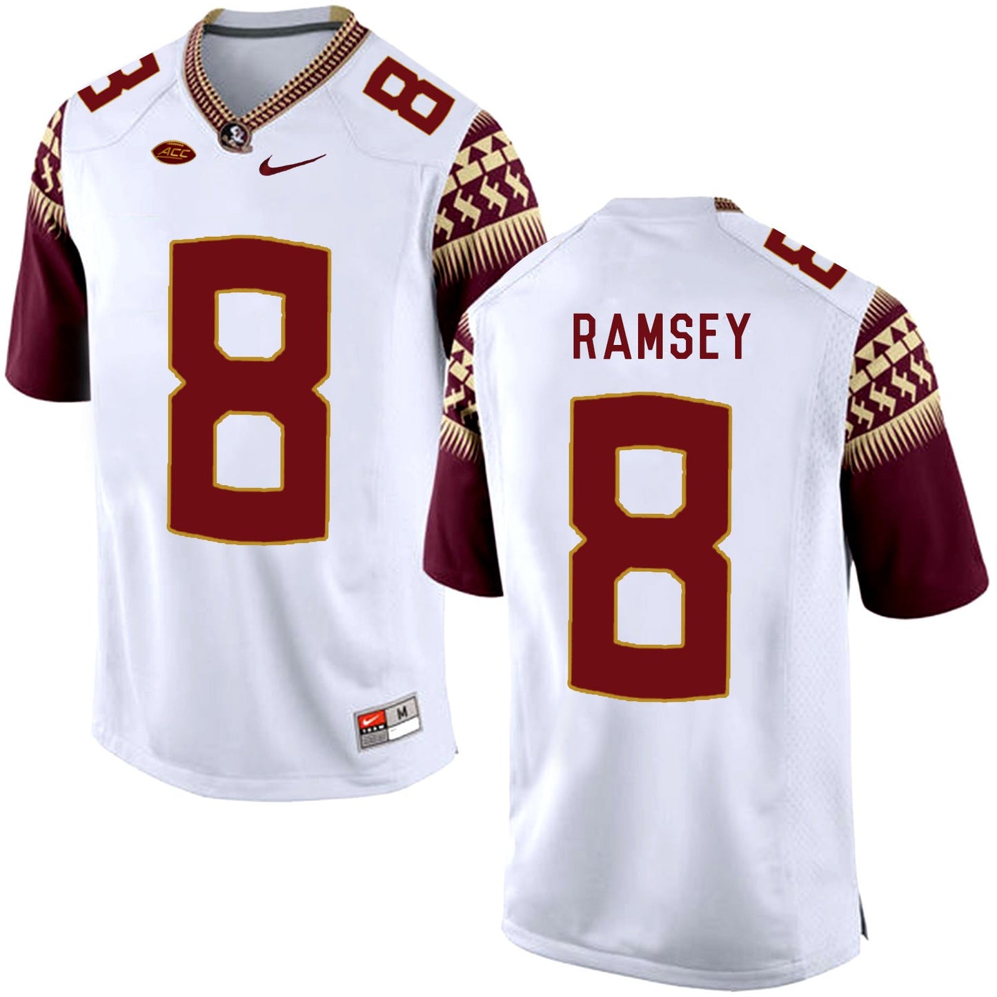 Jalen Ramsey 8 White College Football Jersey football jersey product view 1