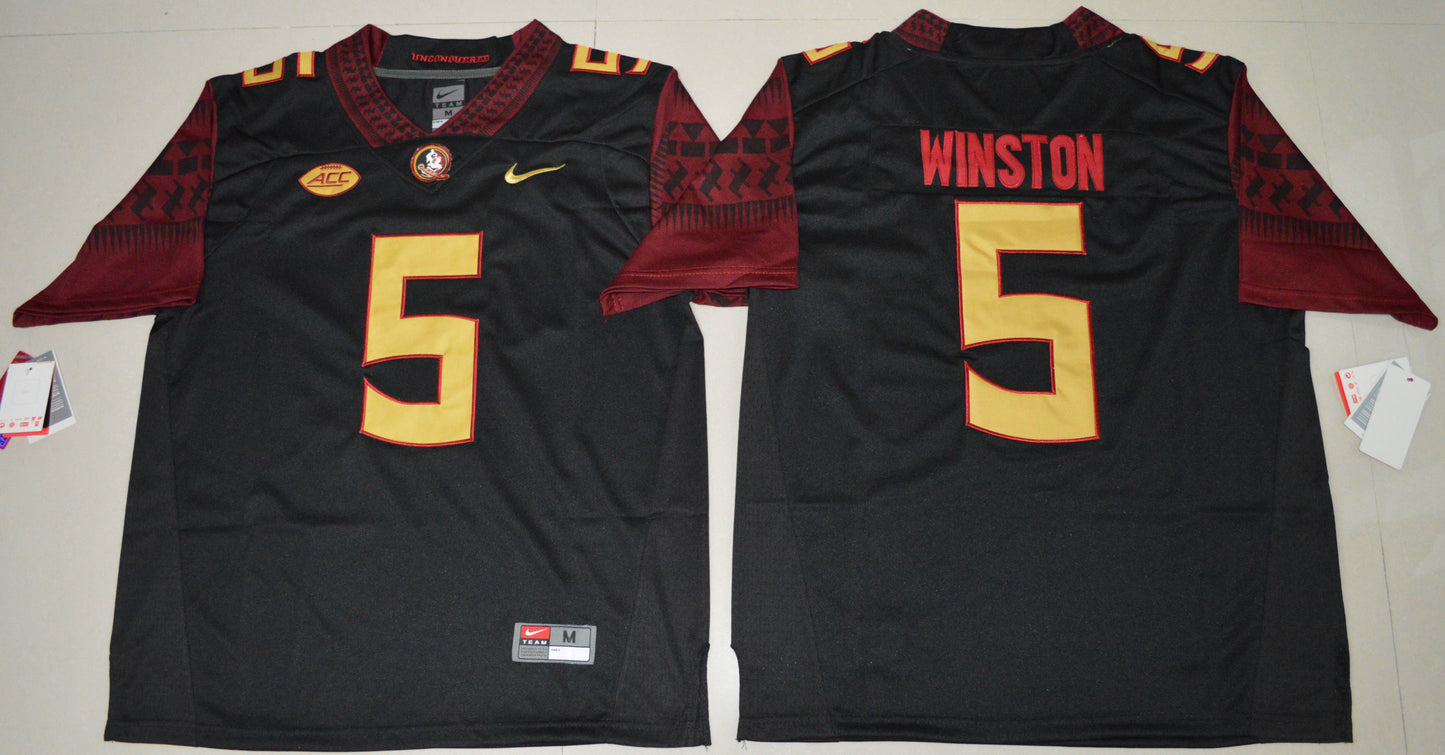 Jameis Winston 5 Black 16 College Football Jersey football jersey product view 1