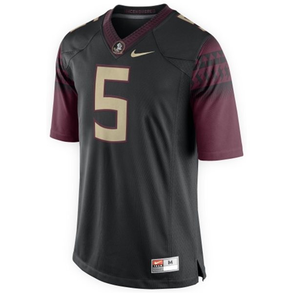 Jameis Winston 5 Black With Name College Football Jersey football jersey product view 1