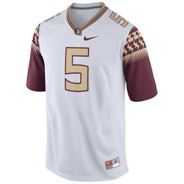 Jameis Winston 5 White With Name College Football Jersey football jersey product view 1