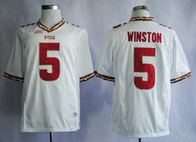 Jameis Winston 5 White College Football Jersey football jersey product view 1