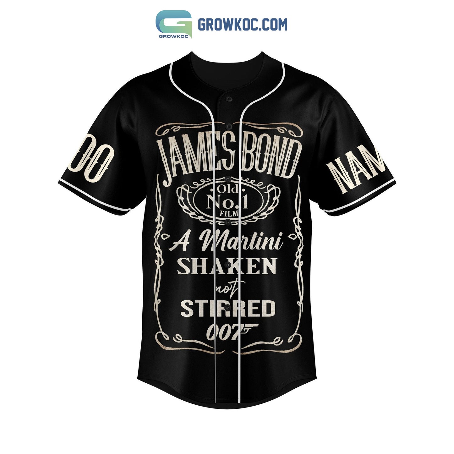 James Bond Connery Sean Secret Agent 007 60th Anniversary Personalized Baseball Jersey baseball jersey product view 1