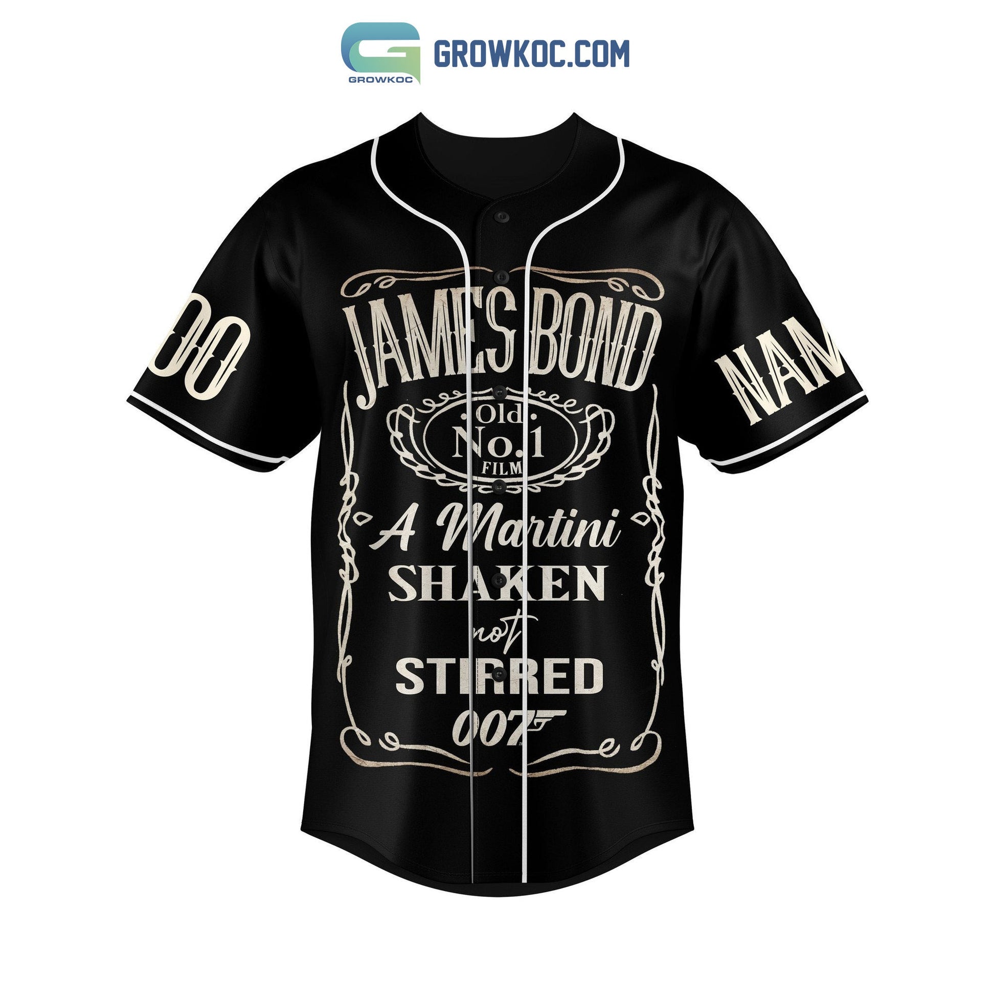 James Bond Connery Sean Secret Agent 007 60th Anniversary Personalized Baseball Jersey baseball jersey product view 1